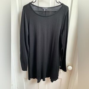 Eileen Fisher Merino Wool Long Sleeve Tunic Top Black Large